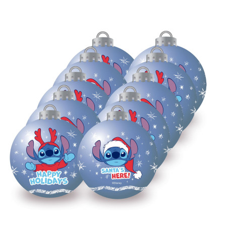 Lot de 10 Boules de Noël - Disney Lilo & Stitch happy