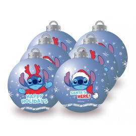 Lot de 6 Boules de Noël - Lilo & Stitch happy - 8 cm