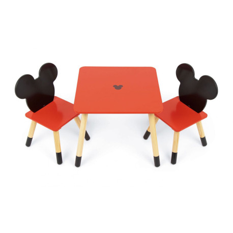 Ensemble Table En Bois - MICKEY (50X50X44CM) + 2 Chaises (26,5X26,5X50CM)