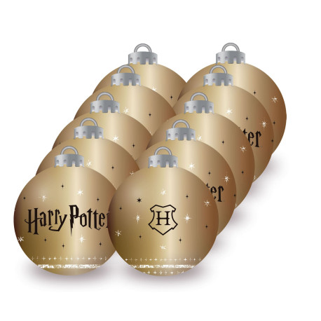 Lot de 10 Boules de Noël - Couleur Or - Harry Potter