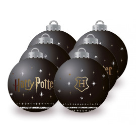 Lot de 6 Boules de Noël - Couleur Noire - Harry Potter - 8 cm