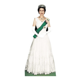 Figurine en carton La reine Elizabeth II (1956) 181 robe blanche et couronne