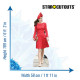 Figurine en carton Kate Middleton en robe et chapeau rouge