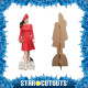 Figurine en carton Kate Middleton en robe et chapeau rouge