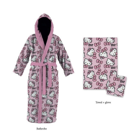 Set Peignoir + Serviette + Gant - Hello Kitty