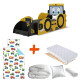 Pack complet Lit JCB à clipser modèle tractopelle Jaune - couchage 70x140 cm