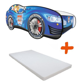 Lit LED et Matelas - Lit Enfant Bleu - Personnages de la Pat'Patrouille - 140 x 70 cm