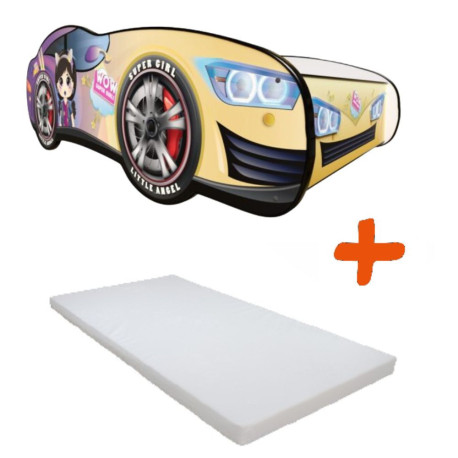 Lit LED et Matelas - Lit Enfant Clara - Racing Car Girl - 140 x 70 cm