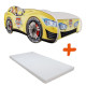 Lit LED et Matelas - Lit Enfant Jaune - Personnages de la Pat'Patrouille - 140 x 70 cm