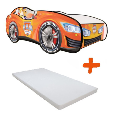 Lit et Matelas - Lit Enfant Orange - Personnages de la Pat'Patrouille - 140 x 70 cm