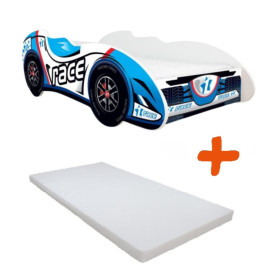 Lit + Matelas - Lit Enfant Race Car - F1 - 140 x 70 cm