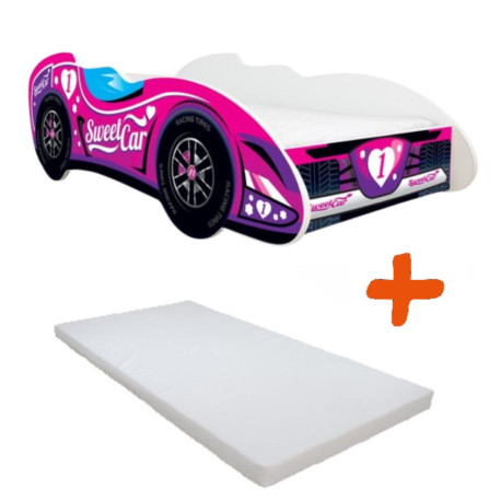 Lit + Matelas - Lit Enfant Sweet Car - F1 - 140 x 70 cm