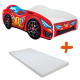 Lit + Matelas - Lit Enfant Top Car - Racing Car - 140 x 70 cm