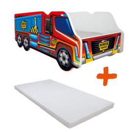 Lit enfant Camion modèle benne rouge + Matelas - 70x140 cm