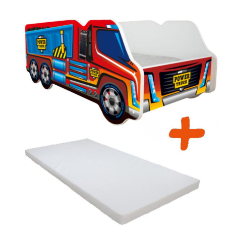 Lit enfant Camion modèle benne rouge + Matelas - 70x140 cm