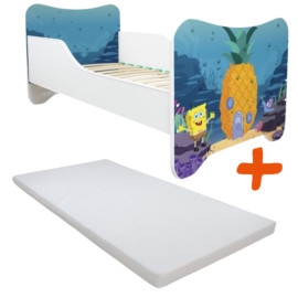 Lit et Matelas - Lit Enfant Bob l'Eponge - Happy Kitty - 140 x 70 cm