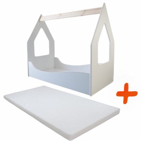 Lit et Matelas - Lit Cabane Blanc Enfant - 140 x 70 cm