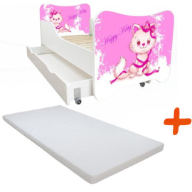 Lit et Matelas - Lit Enfant Chaton - Happy Kitty - 140 x 70 cm