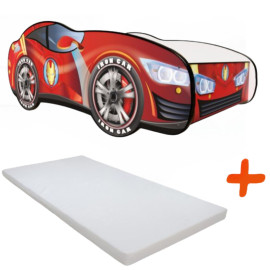 Lit + Matelas - Lit Enfant Racing Car Hero - Ironcar - Rouge - 140 x 70 cm