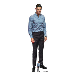 Figurine en carton - Cristiano Ronaldo Avec Une Chemise Bleu - Hauteur 188 cm