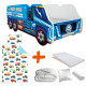 Lit enfant Camion modèle police bleu + Matelas - 70x140 cm