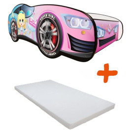 Lit et Matelas - Lit Enfant Blanca - Racing Car Girl - 160 x 80 cm