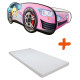 Lit LED et Matelas - Lit Enfant Blanca - Racing Car Girl - 160 x 80 cm