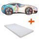 Lit LED et Matelas - Lit Enfant Licorne - Racing Car Girl - 160 x 80 cm