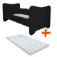 Lit et Matelas - Lit Enfant Noir - Happy Kitty - 140 x 70 cm