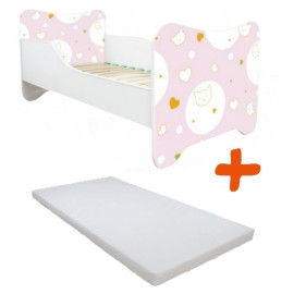 Lit et Matelas - Lit Enfant Chaton Blanc - Happy Kitty - 140 x 70 cm