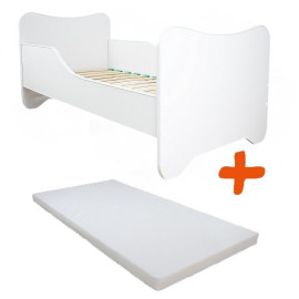 Lit blanc Junior pour enfant avec Matelas - couchage 70 x140 cm