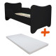 Lit et Matelas - Lit Enfant Noir - Happy Kitty - 160 x 80 cm