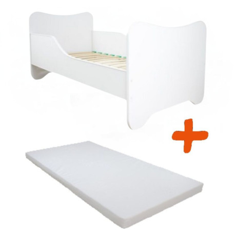 Lit et Matelas - Lit Enfant Blanc - Happy Kitty - 160 x 80 cm