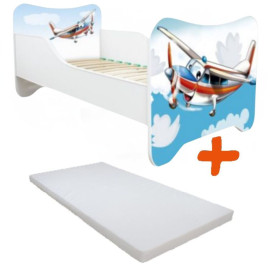 Lit et Matelas - Lit Enfant Avion - Happy Kitty - 160 x 80 cm