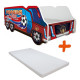 Lit enfant Camion modèle winner team football rouge + Matelas - 70x140 cm