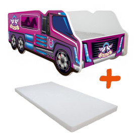 Lit enfant Camion modèle poney rose + Matelas - 70x140 cm