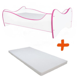 Lit et Matelas - Lit Enfant Blanc et Rose -