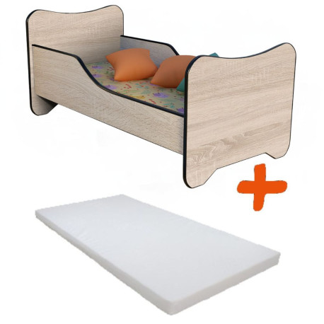 Lit et Matelas - Lit Enfant Bois - Happy Kitty - 140 x 70 cm