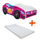 Lit LED + Matelas - Lit Enfant Sweet Car - Racing Car - 160 x 80 cm