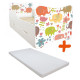 Lit pour enfant modèle éléphants avec tiroir de rangement et Matelas - couchage 70 x140 cm