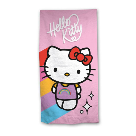 Serviette de plage - Hello Kitty Tee-Shirt Arc-En-Ciel - 70x140 cm