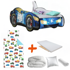 Pack Lit Complet - Lit Enfant - Racing Car Hero Voiture Sonic - 140 x 70 cm