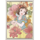 Poster d'Art - Blanche Neige Entourée De Fleurs - 50x70 cm