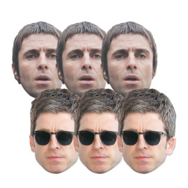 6 MasqueS en carton - Noel et Liam Gallagher - Chanteurs - Taille A4