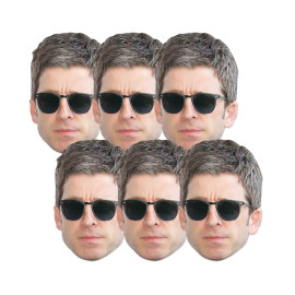 6 Masques en carton - Noel Gallagher - Chanteur - Taille A4