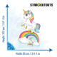 Figurine en carton Licorne sur arc en ciel hauteur 163 cm