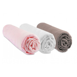 Lot de 3 Draps housse Bambou - 60x120 cm - Rose-Blanc-Taupe