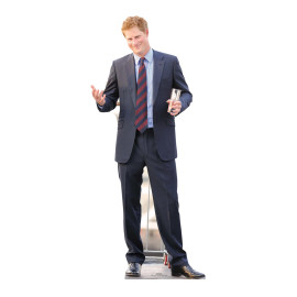 Figurine en carton prince Harry costume bleu 185 cm