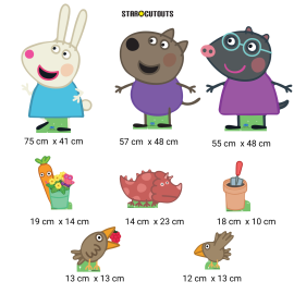 tous les éléments Figurines en carton pack loisirs créatifs Peppa Pig : Rebecca, Danny et Molly