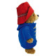 Peluche ours Paddington de côté droit chapeau rouge et duffel-coat bleu - Haut 45 cm